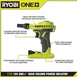 Ryobi ONE+ 18V Cordless High Power Inflator -RYOBI TOOLS SALE ryobi inflators p738 40 1000