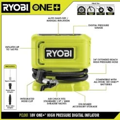 Ryobi ONE+ 18V Cordless High Pressure Inflator With ONE+ 18V Cordless High Volume Inflator (Tools Only) 15 Ryobi ONE+ 18V Cordless High Pressure Inflator With ONE+ 18V Cordless High Volume Inflator (Tools Only) -RYOBI TOOLS SALE ryobi inflators pcl001b pcl016b 40 1000