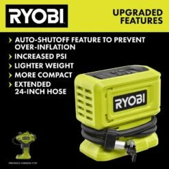 Ryobi ONE+ 18V Cordless High Pressure Inflator Kit With 2.0 Ah Battery And Charger -RYOBI TOOLS SALE ryobi inflators pcl001k1 d4 1000