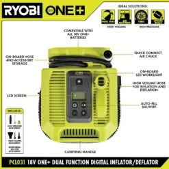 Ryobi ONE+ 18V HIGH PERFORMANCE Kit W/ (2) 4.0 Ah Batteries, 2.0 Ah Battery, Charger, & ONE+ 18V Cordless Inflator -RYOBI TOOLS SALE ryobi inflators psk108sb pcl031b 40 1000