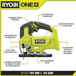 Ryobi ONE+ 18V Lithium-Ion 4.0 Ah Battery, 2.0 Ah Battery, And Charger Kit With ONE+ Cordless Jig Saw -RYOBI TOOLS SALE ryobi jigsaws pcl525b psk106sb 40 1000