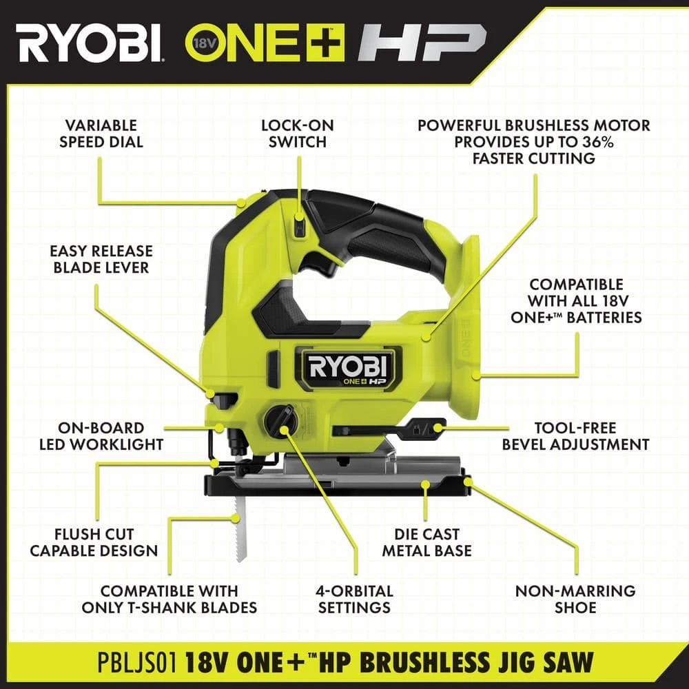 Ryobi ONE+ HP 18V 6.0 Ah Lithium-Ion HIGH PERFORMANCE Battery And Charger Kit With ONE+ HP 18V Brushless Jig Saw 3 Ryobi ONE+ HP 18V 6.0 Ah Lithium-Ion HIGH PERFORMANCE Battery And Charger Kit With ONE+ HP 18V Brushless Jig Saw - Image 3
