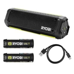 Ryobi USB Lithium Cordless Bluetooth Charging Speaker Kit W/ 2.0 Ah Battery, Charging Cable, & FREE USB Lithium 2.0 Ah Battery