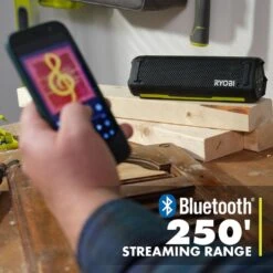 Ryobi USB Lithium Cordless Bluetooth Charging Speaker Kit W/ 2.0 Ah Battery, Charging Cable, & FREE USB Lithium 2.0 Ah Battery -RYOBI TOOLS SALE ryobi jobsite audio fva51k fvb02 77 1000