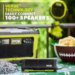 Ryobi USB Lithium Cordless Bluetooth Charging Speaker Kit With 2.0 Ah Battery, Charging Cable, And 2.0 Ah Batteries (2-Pack) -RYOBI TOOLS SALE ryobi jobsite audio fva51k fvb202 1d 1000