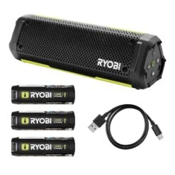 Ryobi USB Lithium Cordless Bluetooth Charging Speaker Kit With 2.0 Ah Battery, Charging Cable, And 2.0 Ah Batteries (2-Pack)