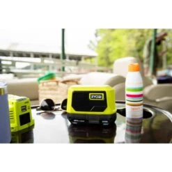 Ryobi ONE+ 18V Cordless Compact Bluetooth Speaker (Tool Only) -RYOBI TOOLS SALE ryobi jobsite audio pad02b 66 1000