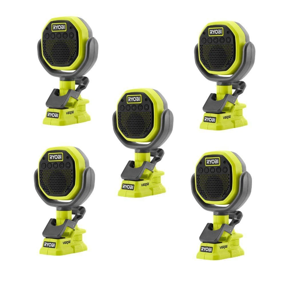 Ryobi ONE+ 18V Cordless VERSE Clamp Speaker 5-Pack (Tools Only) 1 Ryobi ONE+ 18V Cordless VERSE Clamp Speaker 5-Pack (Tools Only)