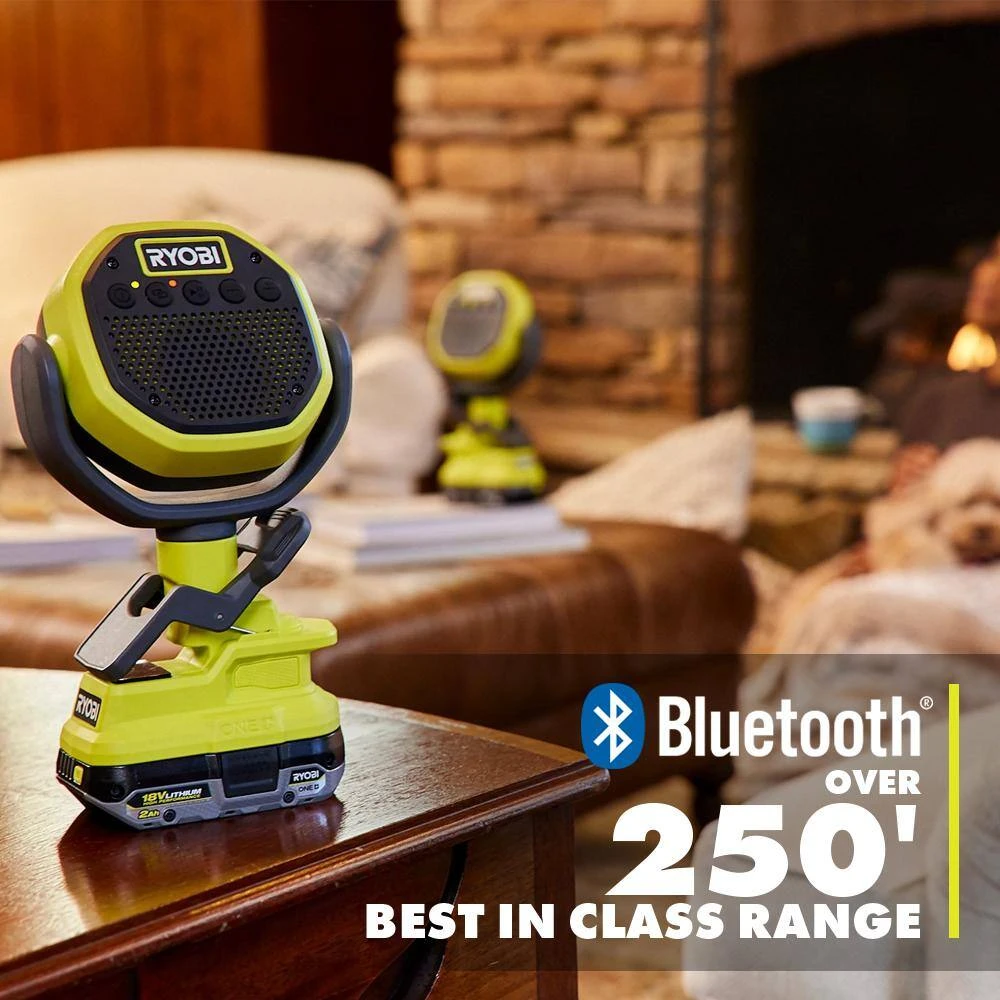 Ryobi ONE+ 18V Lithium-Ion 4.0 Ah Battery, 2.0 Ah Battery, And Charger Kit With ONE+ Cordless VERSE Clamp Speaker 5 Ryobi ONE+ 18V Lithium-Ion 4.0 Ah Battery, 2.0 Ah Battery, And Charger Kit With ONE+ Cordless VERSE Clamp Speaker - Image 5