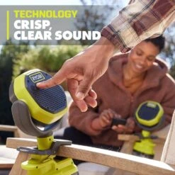 Ryobi ONE+ 18V Cordless VERSE Clamp Speaker Kit With 1.5 Ah Battery And Charger -RYOBI TOOLS SALE ryobi jobsite audio pcl615k1 66 1000