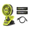 Ryobi USB Lithium Clamp Fan Kit With 2.0 Ah USB Lithium Battery, Charging Cable, And Extra USB Lithium 3.0 Ah Battery