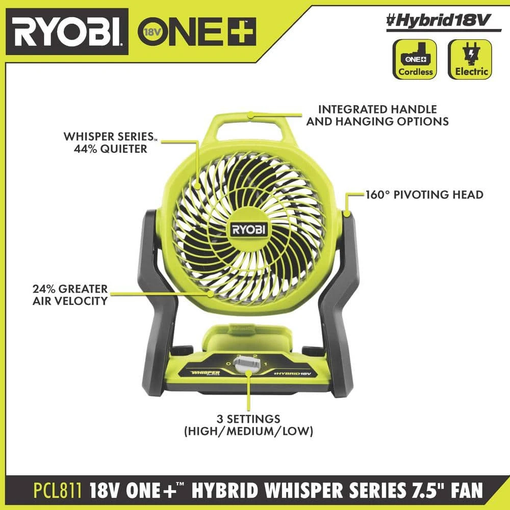 Ryobi ONE+ 18V Lithium-Ion 4.0 Ah Battery (2-Pack) With FREE 18V ONE+ Cordless Hybrid WHISPER SERIES 7 1/2 In. Fan 3 Ryobi ONE+ 18V Lithium-Ion 4.0 Ah Battery (2-Pack) With FREE 18V ONE+ Cordless Hybrid WHISPER SERIES 7 1/2 In. Fan - Image 3