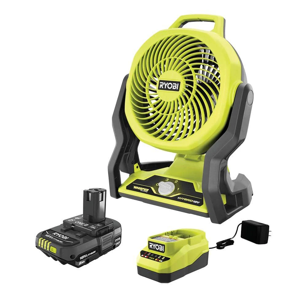 Ryobi ONE+ 18V Cordless Hybrid WHISPER SERIES 7-1/2 In. Fan Kit With 2.0 Ah Battery And Charger 1 Ryobi ONE+ 18V Cordless Hybrid WHISPER SERIES 7-1/2 In. Fan Kit With 2.0 Ah Battery And Charger