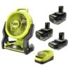 Ryobi ONE+ 18V HIGH PERFORMANCE Kit W/ (2) 4.0 Ah Batteries, 2.0 Ah Battery, Charger, & ONE+ 18V Hybrid 7-1/2 In. Fan