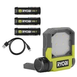 Ryobi 500 Lumens LED USB Lithium Pivoting Flip Light Kit With 2.0 Ah Battery, Charging Cable, & 3.0 Ah Battery (2-Pack)