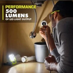 Ryobi 500 Lumens LED USB Lithium Pivoting Flip Light Kit 3-Mode With Battery And Charging Cable (2-Pack) -RYOBI TOOLS SALE ryobi jobsite lighting fvl52k fvl52k 77 1000