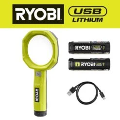 Ryobi USB Lithium 200 Lumens Magnifying Light Kit With 2.0 Ah Battery & USB Charging Cable W/ Extra USB Lithium 2.0 Ah Battery -RYOBI TOOLS SALE ryobi jobsite lighting fvl55k fvb02 d4 1000