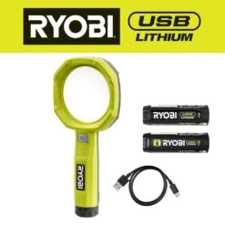Ryobi USB Lithium 200 Lumens Magnifying Light Kit W/ 2.0 Ah Battery, Charging Cable, & USB Lithium 3.0 Ah Battery -RYOBI TOOLS SALE ryobi jobsite lighting fvl55k fvb03 d4 1000
