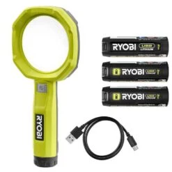 Ryobi USB Lithium 200 Lumens Magnifying Light Kit W/ 2.0 Ah Battery, Charging Cable, & USB Lithium 3.0 Ah Batteries (2-Pack)