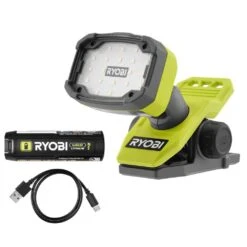 Ryobi USB Lithium Cordless Magnetic Clamp Light Kit With 2.0 Ah Battery And Charging Cable