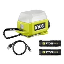 Ryobi USB Lithium Compact Cordless Area Light Kit With 2.0 Ah USB Battery, Charging Cable, And USB Lithium 2.0 Ah Battery