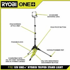 Ryobi ONE+ 18V Cordless Hybrid LED Tripod Stand Light (Tool Only) 16 Ryobi ONE+ 18V Cordless Hybrid LED Tripod Stand Light (Tool Only) -RYOBI TOOLS SALE ryobi jobsite lighting p782 40 1000