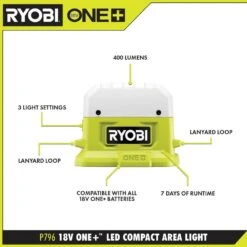 Ryobi ONE+ 18V Cordless Compact Area Light (Tool Only) -RYOBI TOOLS SALE ryobi jobsite lighting p796b 1d 1000
