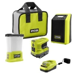 Ryobi ONE+ 18V Cordless 3-Tool Storm Combo Kit With Radio, Area Light, Power Inverter, 2.0 Ah Battery, And Charger