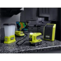 Ryobi ONE+ 18V Cordless 3-Tool Storm Combo Kit With Radio, Area Light, Power Inverter, 2.0 Ah Battery, And Charger -RYOBI TOOLS SALE ryobi jobsite lighting pcl1307k1 76 1000