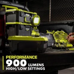 Ryobi ONE+ 18V Cordless LED Clamp Light Kit With 1.5 Ah Battery And Charger -RYOBI TOOLS SALE ryobi jobsite lighting pcl663k1n 66 1000