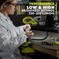 Ryobi ONE+ 18V Cordless LED Magnifying Clamp Light Kit With 1.5 Ah Battery And Charger -RYOBI TOOLS SALE ryobi jobsite lighting pcl664k1n 77 1000