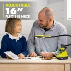 Ryobi ONE+ 18V Cordless LED Magnifying Clamp Light Kit With 1.5 Ah Battery And Charger -RYOBI TOOLS SALE ryobi jobsite lighting pcl664k1n a0 1000