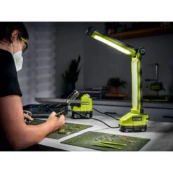 Ryobi ONE+ 18V Cordless LED Workbench Light Kit With 4.0 Ah Battery, 2.0 Ah Battery, And Charger -RYOBI TOOLS SALE ryobi jobsite lighting pcl667k2sb 4f 1000