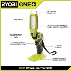 Ryobi ONE+ 18V Cordless LED Stick Light (Tool Only) -RYOBI TOOLS SALE ryobi jobsite lighting pcl668b 40 1000