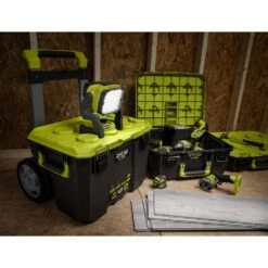 Ryobi ONE+ 18V Lithium-Ion 4.0 Ah Compact Battery (2-Pack) And Charger Kit With ONE+ Hybrid LED Work Light -RYOBI TOOLS SALE ryobi jobsite lighting psk006 pcl633b fa 1000