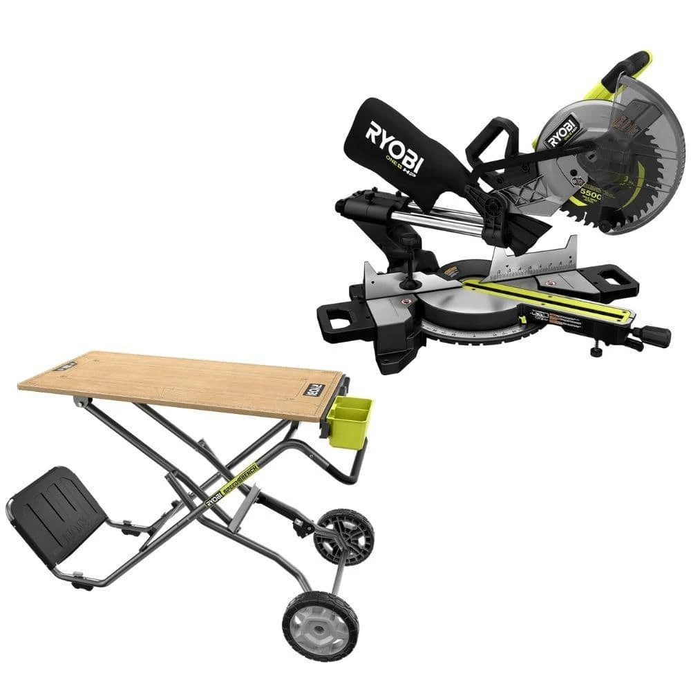Ryobi ONE+ HP 18V Brushless Cordless 10 In. Sliding Compound Miter Saw (Tool Only) With SPEED BENCH Mobile Workstation 1 Ryobi ONE+ HP 18V Brushless Cordless 10 In. Sliding Compound Miter Saw (Tool Only) With SPEED BENCH Mobile Workstation