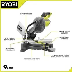 Ryobi 9 Amp Corded 7-1/4 In. Compound Miter Saw -RYOBI TOOLS SALE ryobi miter saws ts1144 40 1000