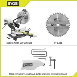 Ryobi 15 Amp 12 In. Corded Sliding Compound Miter Saw With LED Cutline Indicator -RYOBI TOOLS SALE ryobi miter saws tss121 de 1000