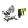 Ryobi 15 Amp Corded 12 In. Sliding Compound Miter Saw And ONE+ 18V 16-Gauge Cordless AirStrike Finish Nailer (Tool Only)