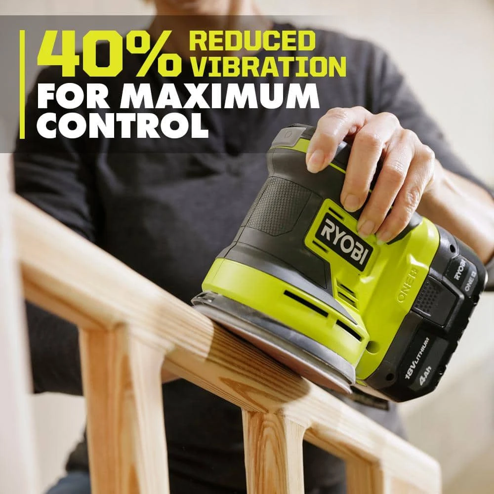 Ryobi ONE+ 18V Cordless 5 In. Random Orbit Sander With 2.0 Ah Battery And Charger Kit 4 Ryobi ONE+ 18V Cordless 5 In. Random Orbit Sander With 2.0 Ah Battery And Charger Kit - Image 4