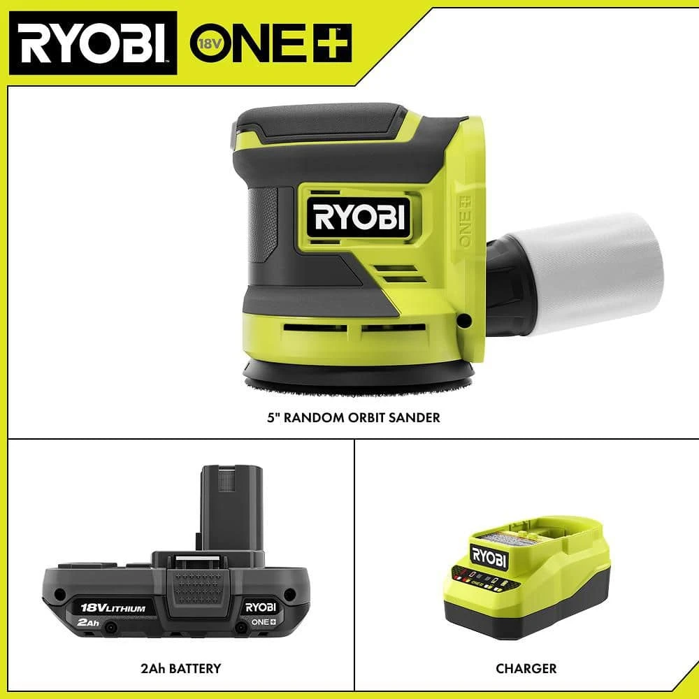 Ryobi ONE+ 18V Cordless 5 In. Random Orbit Sander With 2.0 Ah Battery And Charger Kit 2 Ryobi ONE+ 18V Cordless 5 In. Random Orbit Sander With 2.0 Ah Battery And Charger Kit - Image 2