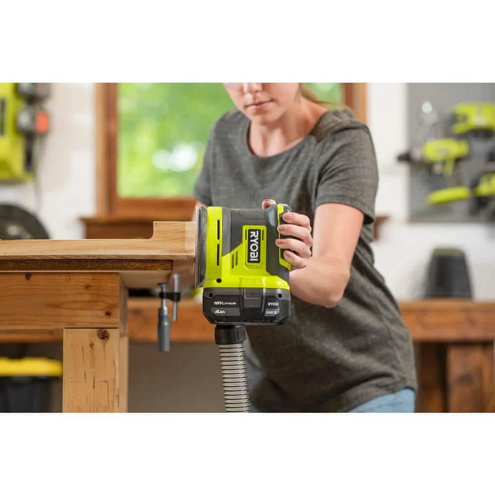 Ryobi ONE+ 18V Lithium-Ion 4.0 Ah Battery, 2.0 Ah Battery And Charger Kit With ONE+ Cordless 5 In. Random Orbit Sander 9 Ryobi ONE+ 18V Lithium-Ion 4.0 Ah Battery, 2.0 Ah Battery And Charger Kit With ONE+ Cordless 5 In. Random Orbit Sander - Image 9