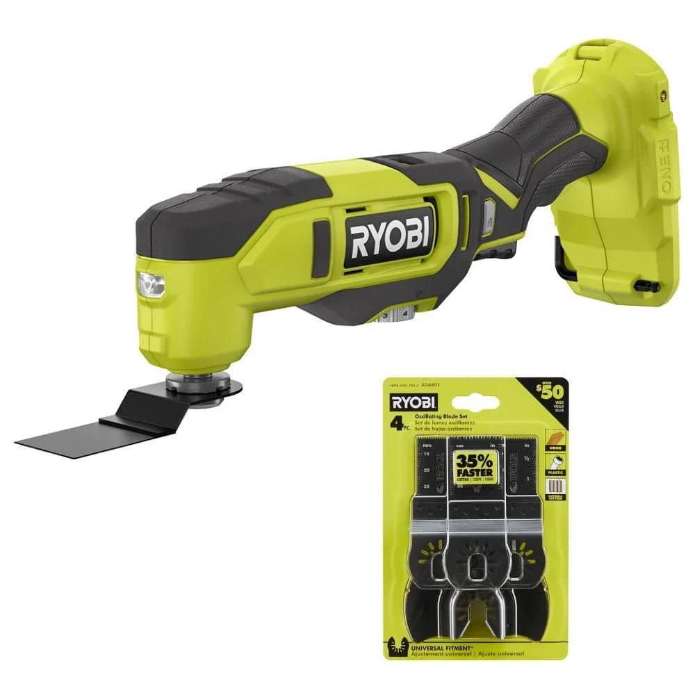 Ryobi ONE+ 18V Cordless Oscillating Multi-Tool (Tool Only) With 4-Piece Wood Oscillating Multi-Tool Blade Set 1 Ryobi ONE+ 18V Cordless Oscillating Multi-Tool (Tool Only) With 4-Piece Wood Oscillating Multi-Tool Blade Set