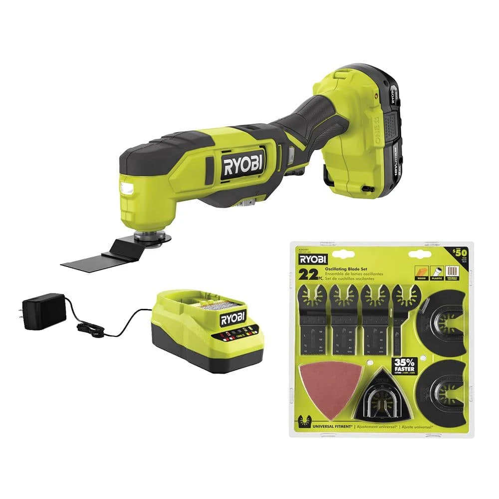 Ryobi ONE+ 18V Cordless Multi-Tool Kit With 2.0 Ah Battery, Charger, And22-Piece Oscillating Blade Set 1 Ryobi ONE+ 18V Cordless Multi-Tool Kit With 2.0 Ah Battery, Charger, And22-Piece Oscillating Blade Set