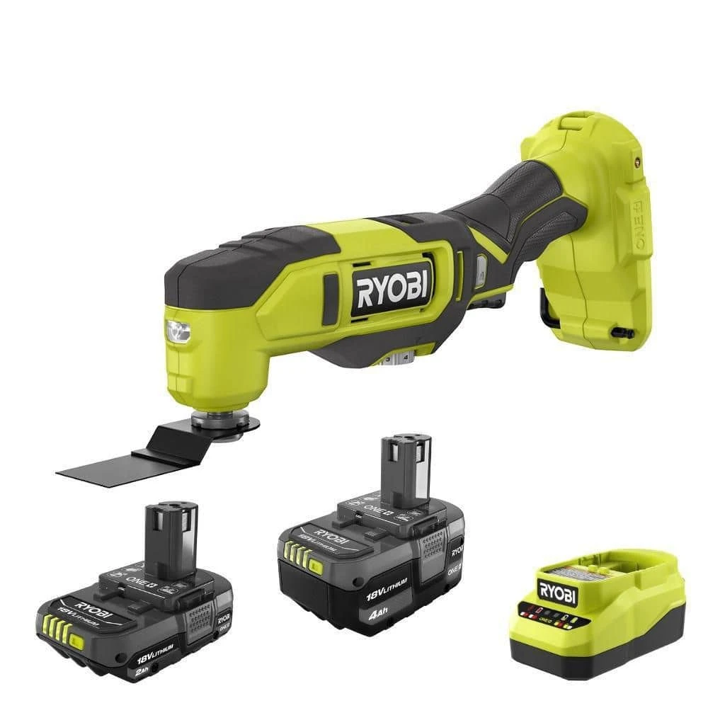 Ryobi ONE+ 18V Lithium-Ion Kit With 2.0 Ah And 4.0 Ah Batteries, Charger With ONE+ 18V Cordless Multi-Tool 1 Ryobi ONE+ 18V Lithium-Ion Kit With 2.0 Ah And 4.0 Ah Batteries, Charger With ONE+ 18V Cordless Multi-Tool