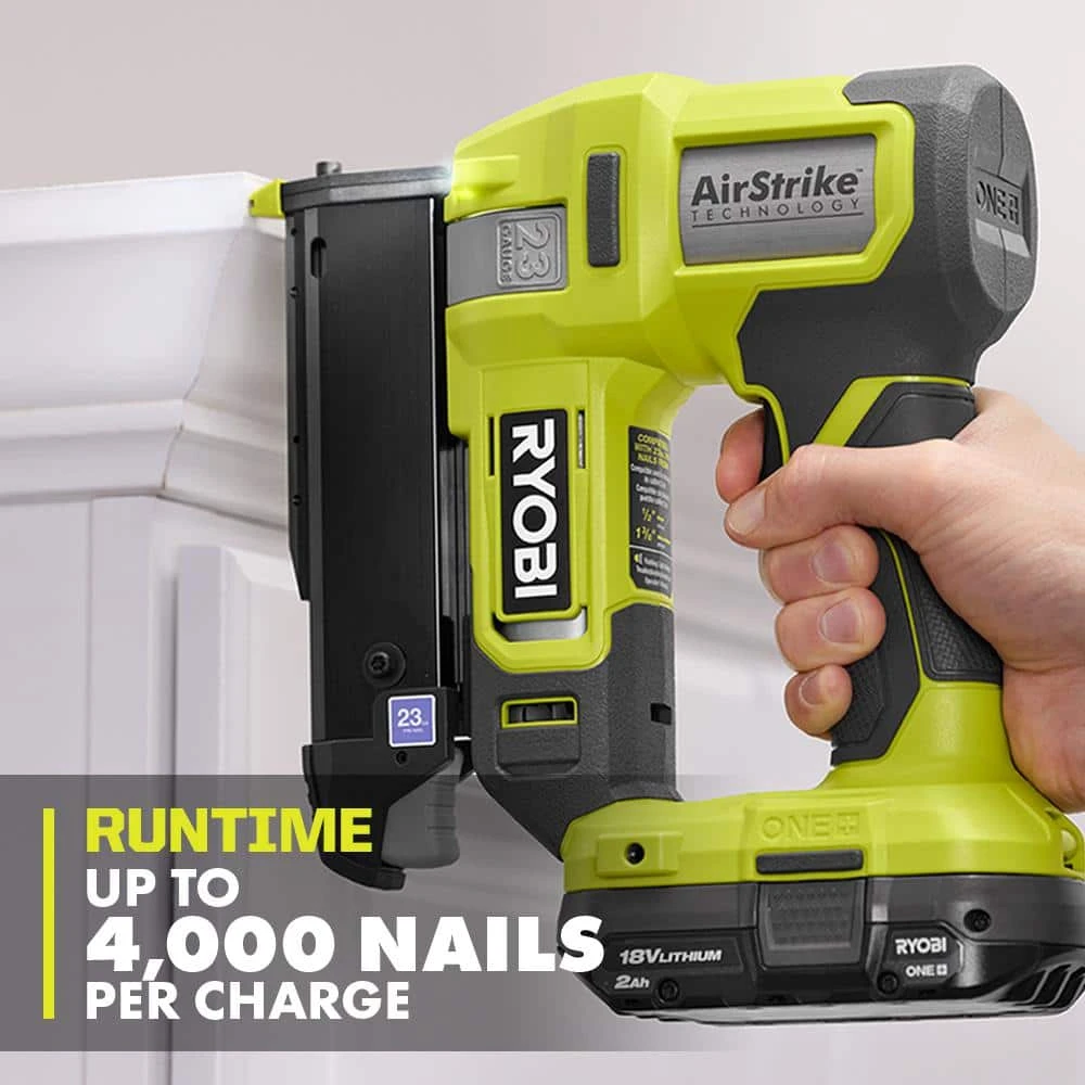 Ryobi ONE+ 18V Cordless Airstrike 23-Gauge Headless Pin Nailer Kit With 2.0 Ah Battery And Charger 3 Ryobi ONE+ 18V Cordless Airstrike 23-Gauge Headless Pin Nailer Kit With 2.0 Ah Battery And Charger - Image 3