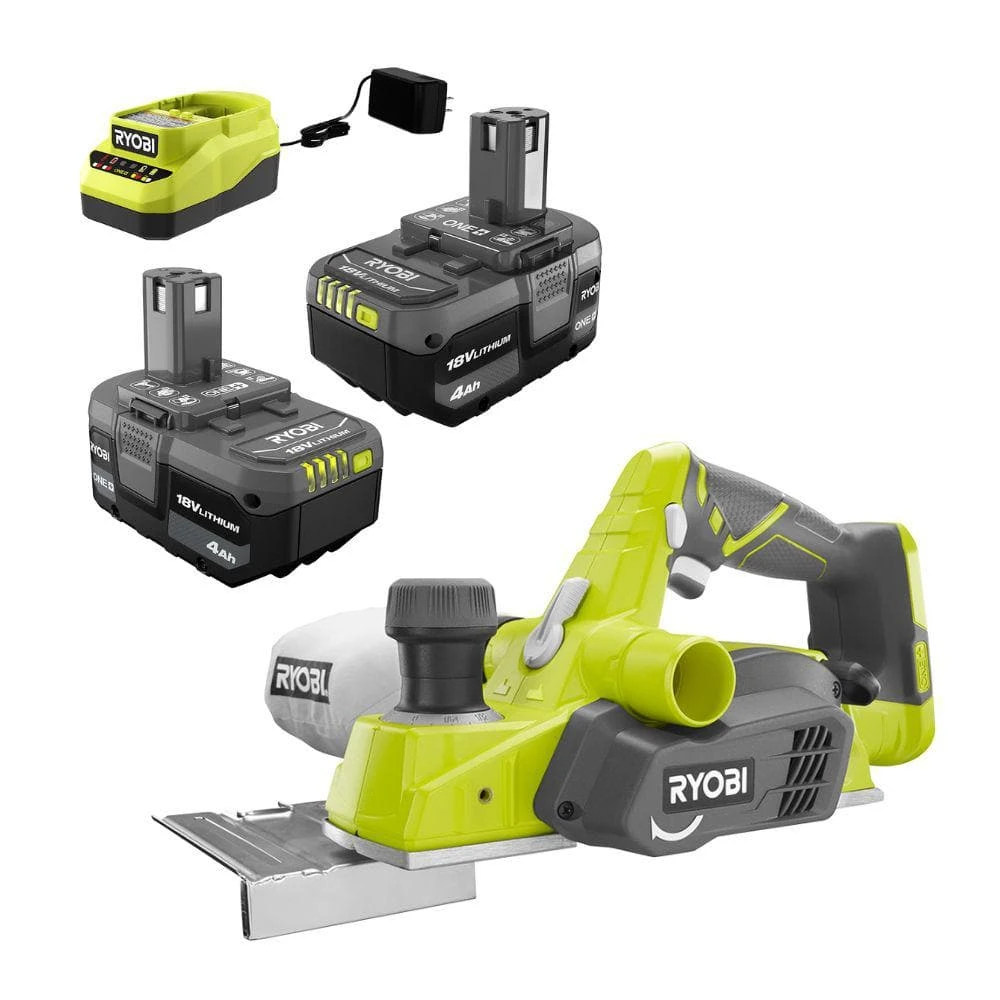 Ryobi ONE+ 18V Lithium-Ion 4.0 Ah Compact Battery (2-Pack) And Charger Kit With Cordless ONE+ Planer 1 Ryobi ONE+ 18V Lithium-Ion 4.0 Ah Compact Battery (2-Pack) And Charger Kit With Cordless ONE+ Planer