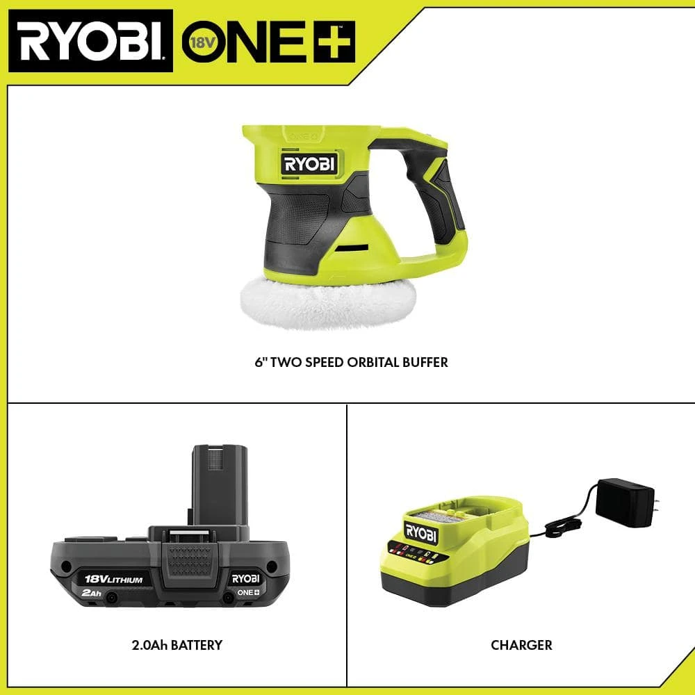 Ryobi ONE+ 18V Cordless 6 In. 2-Speed Buffer Kit With 2.0 Ah Battery And Charger 2 Ryobi ONE+ 18V Cordless 6 In. 2-Speed Buffer Kit With 2.0 Ah Battery And Charger - Image 2