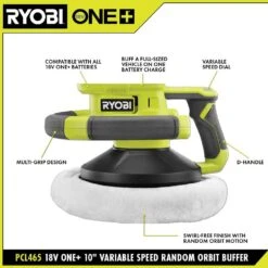 Ryobi ONE+ 18V Cordless 10 In. Variable Speed Random Orbit Buffer With 2.0 Ah Battery, 4.0 Ah Battery, And Charger -RYOBI TOOLS SALE ryobi polishers pcl465k2sb 40 1000