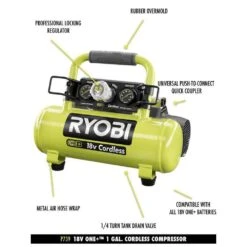 Ryobi ONE+ 18V Lithium-Ion 4.0 Ah Compact Battery (2-Pack) And Charger Kit With Cordless 1 Gal. Portable Air Compressor -RYOBI TOOLS SALE ryobi portable air compressors p739 psk006 40 1000